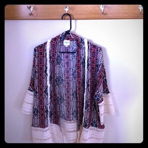 Boho style open front cardigan tunic